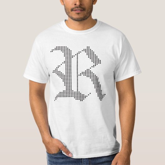 T-shirt met typografische R gotische letterontwerp (Voorkant)