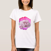 T-shirt met uitbarsting van roze pioenrozen (Voorkant)