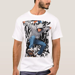 T-shirt met urbane skateboard graffiti-stijl