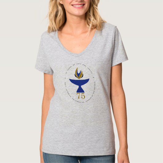 T-shirt met V-nek voor dames met Logo (Voorkant)