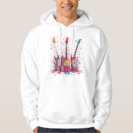 T-shirt met verfspatten-gitaar