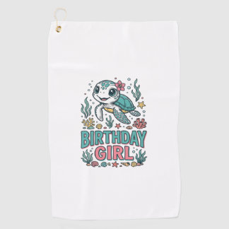 T-shirt met verjaardagsmeisje zeeschildpad en vint golfhanddoek