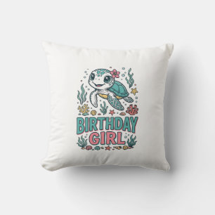 T-shirt met verjaardagsmeisje zeeschildpad en vint kussen
