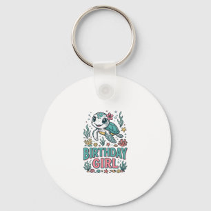 T-shirt met verjaardagsmeisje zeeschildpad en vint sleutelhanger