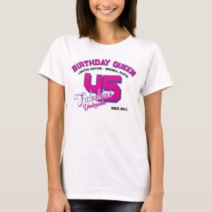T-shirt met verjaardagsvarsity-leeftijd en -jaar c