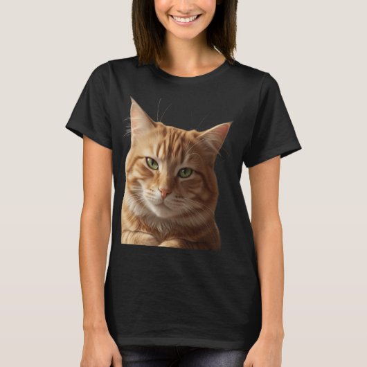 T-shirt met Vett Kat Gezicht – Fel & Stijlvol (Voorkant)
