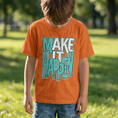 T-shirt met vette typografie 'Make It Happen' in d