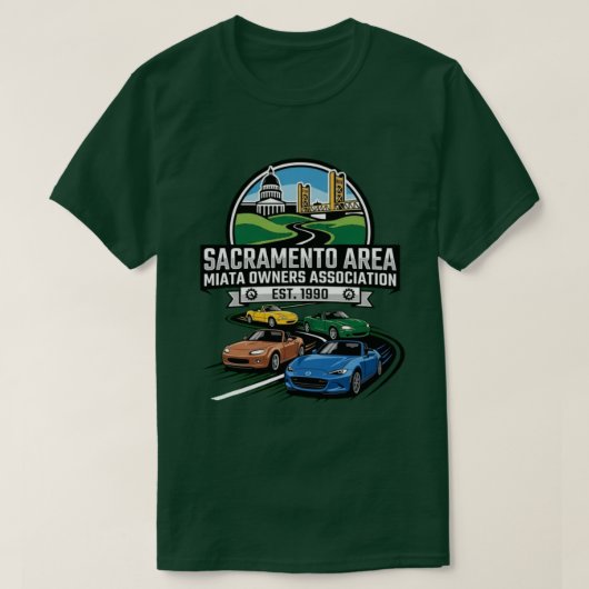 T-Shirt met vier generaties Miatas (Design voorkant)