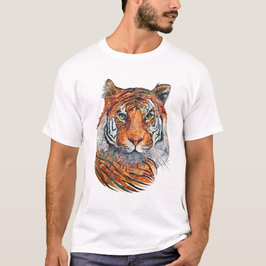 T-shirt met vingerafdruk Tiger voor mannen (Voorkant)
