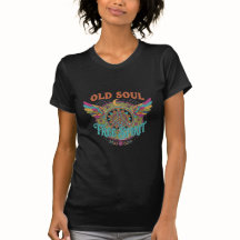 T-shirt met vintage 70's stijl 'Old Soul, Free Spi