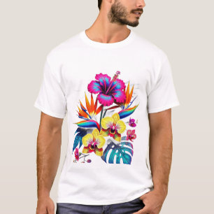 T-shirt met vintage botanisch all-over-patroon