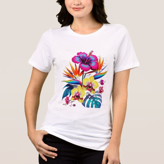 T-shirt met vintage botanisch all-over print (Voorkant)