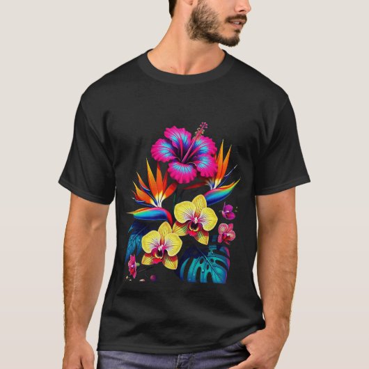 T-shirt met vintage botanisch all-over print (Voorkant)
