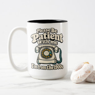 T-shirt met vintage draaischijftelefoon uit de jar tweekleurige koffiemok