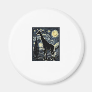T-shirt met vintage-giraffe en sterrenhemelgravure magneet