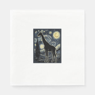 T-shirt met vintage-giraffe en sterrenhemelgravure servet