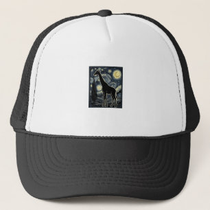 T-shirt met vintage-giraffe en sterrenhemelgravure trucker pet