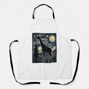 T-shirt met vintage-giraffe en sterrennachtgravure schort