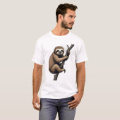T-shirt met vintage gravure afbeelding van luiaard (Voorkant volledig)