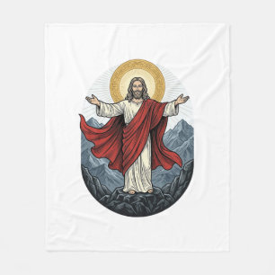 T-shirt met vintage gravure Jezus Berg Fleece Deken