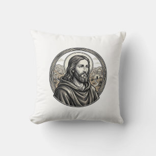 T-shirt met vintage gravure religieuze portret kussen