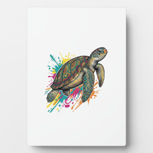 T-shirt met vintage gravure zeeschildpad kleurensp fotoplaat