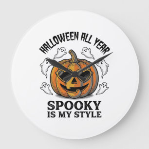 T-shirt met vintage Halloween pompoen spook gravur Grote Klok