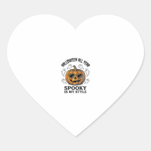 T-shirt met vintage Halloween pompoen spook gravur Hart Sticker