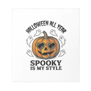 T-shirt met vintage Halloween pompoen spook gravur Notitieblok
