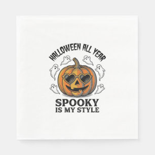 T-shirt met vintage Halloween pompoen spook gravur Servet
