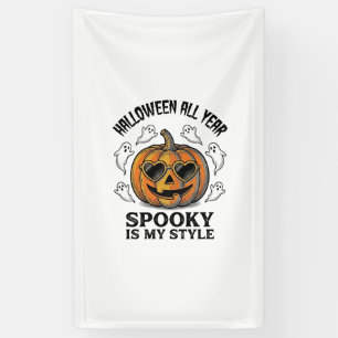 T-shirt met vintage Halloween pompoen spook gravur Spandoek
