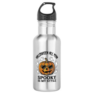 T-shirt met vintage Halloween pompoen spook gravur Waterfles