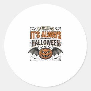 T-shirt met vintage Halloween pompoen vleermuis ty Ronde Sticker