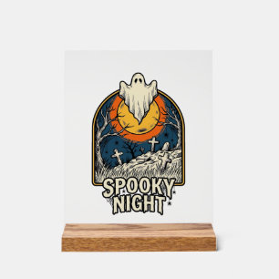T-shirt met vintage Halloween-spookkerkhof gravure Acryl Bord
