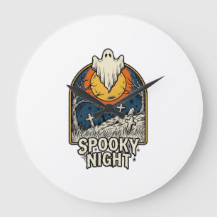 T-shirt met vintage Halloween-spookkerkhof gravure Grote Klok