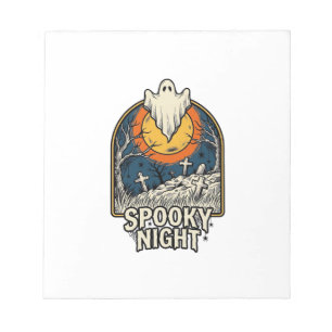 T-shirt met vintage Halloween-spookkerkhof gravure Notitieblok