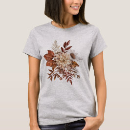 T-shirt met vintage herfstbloem bladeren