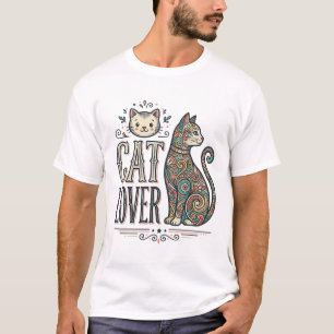 T-shirt met vintage kattenliefhebber gravure stijl