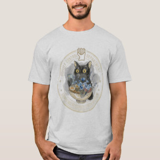 T-Shirt met Vintage Kwaliteitscontrole Zwarte Kat 