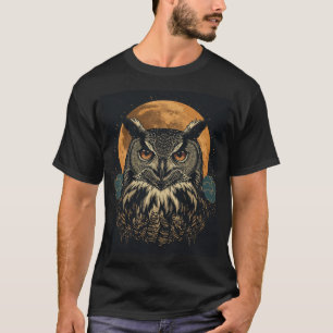 T-shirt met vintage maan-uil