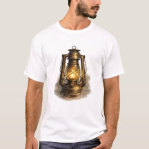 T-shirt met vintage petroleumlantaren gloeiende ol
