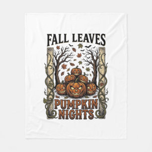T-Shirt met vintage pompoen herfstbladeren griezel Fleece Deken
