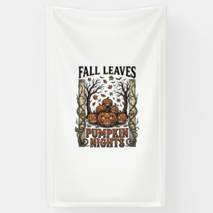 T-Shirt met vintage pompoen herfstbladeren griezel Spandoek
