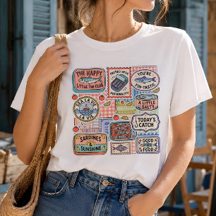 T-shirt met Vintage Sardineblik Collage Visser Cor