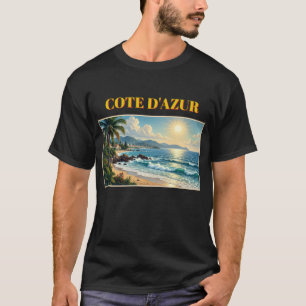 T-shirt met vintage stijl Cote D'Azur Franse reis