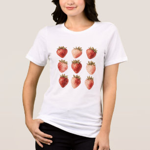 T-shirt met vintage waterverf-aardbeiengrafiek