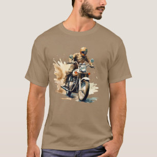T-shirt met vintage waterverf motorrijder