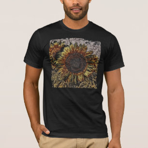 T-shirt met vintage zonnebloem kunstwerk #4