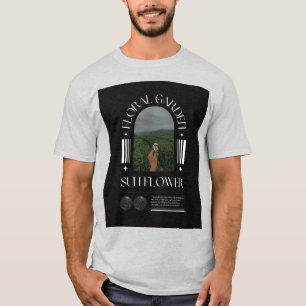 T-shirt met vintage-zonnebloemveld grafisch ontwer