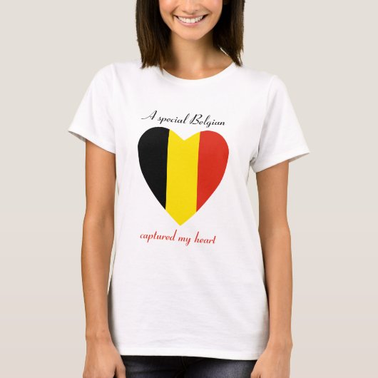 T-shirt met vlag van België Hartendame (Voorkant)